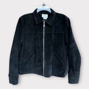 Arlene Bowman black suede boxy zip jacket